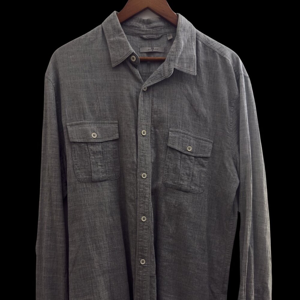 7 For All Mankind Grey Button Down Large